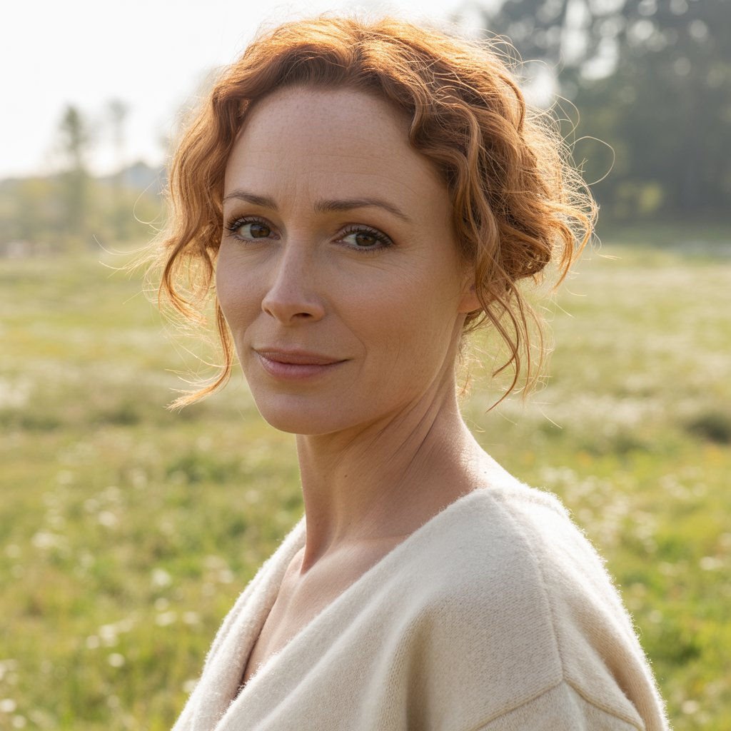 Lächelnde Frau im Gegenlicht mit warmem Blick